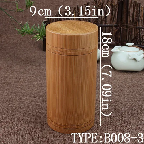 8X18cmB0083 Коробка для чая ручной работы, Бамбуковая коробка для хранения, чайная канистра, крышка, уплотнение, кухонные сосуды для хранения, аксессуары, коробка для специй, чехол, органайзер - Цвет: 8X18cmB0083