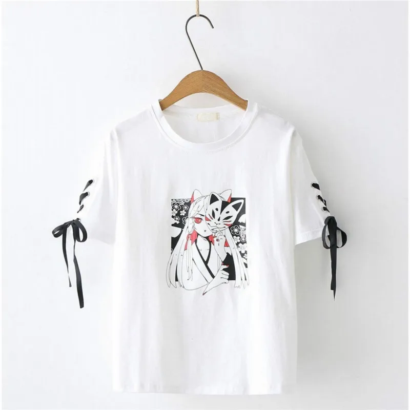 Neploe, летние топы, корейский стиль, Harajuku, футболка, короткий рукав, Женские повседневные футболки, японский принт, уличная одежда, готический, белый, черный, футболки