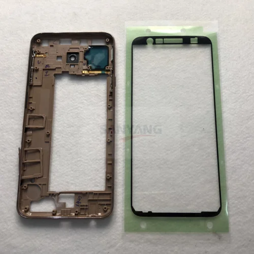 Оранжевый Средняя рамка Корпус рамка для samsung Galaxy J4+ J4 plus J415 J415F SM-J415F SM-J415FD средняя пластина боковые кнопки наклейка - Цвет: Оранжевый