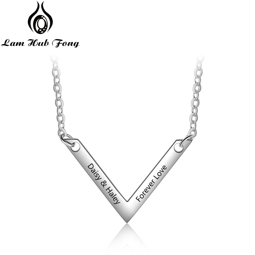 Персонализированные именные ожерелья для женщин v образная нержавеющая сталь