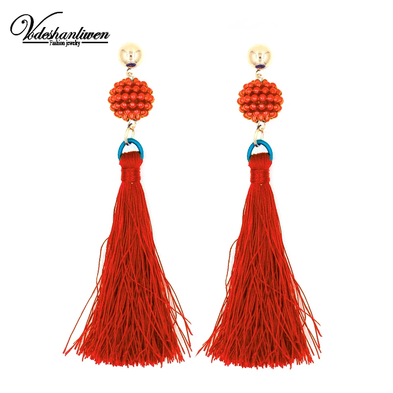 Женские серьги с длинной бахромой Vodeshanliwen винтажные серьги-подвески кисточками