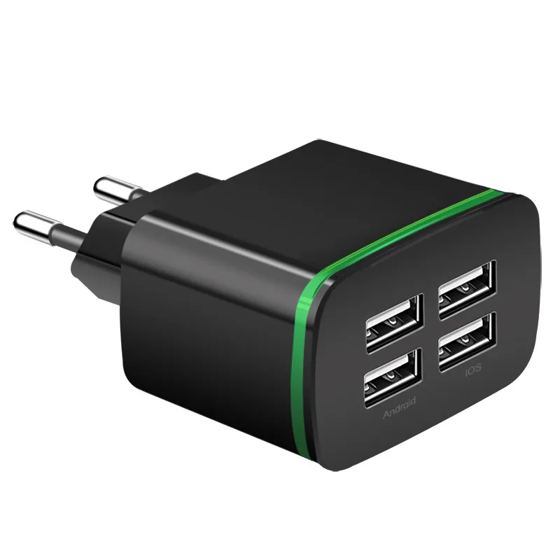 Универсальный 4-Порты и разъёмы USB Зарядное устройство 5V 4A/2A 4 Порты usb Смарт настенный Зарядное устройство для путешествий Зарядное устройство светодиодный светильник со штепсельной вилкой европейского стандарта для iPhone samsung LG