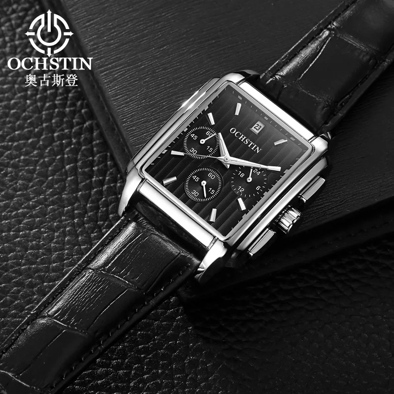 OCHSTIN 2019 Мужские квадратные кварцевые часы черный Элитный бренд бизнес Wriswatch с
