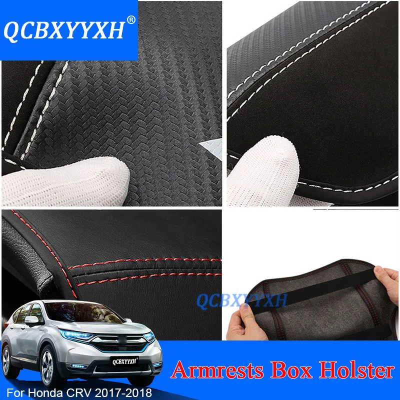 QCBXYYXH Car Armrest Pad Cover Center Console Auto Armrests Box Pads Leather Storage Protection Cushion For Honda CRV CR-V 2017 |