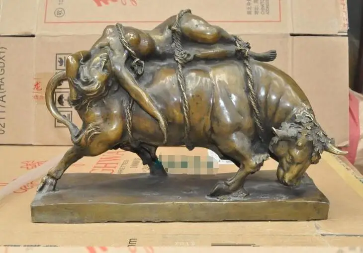 11 &quotЗападная бронзовая медная художественная статуя Belle Binding cattle bull OX Decor