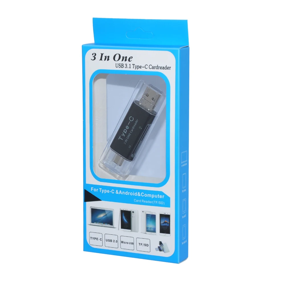 Кардридер Deepfox Micro USB Type-C 3 в 1 OTG USB2.0 Универсальный TF/SD для ноутбука Android Macbook |