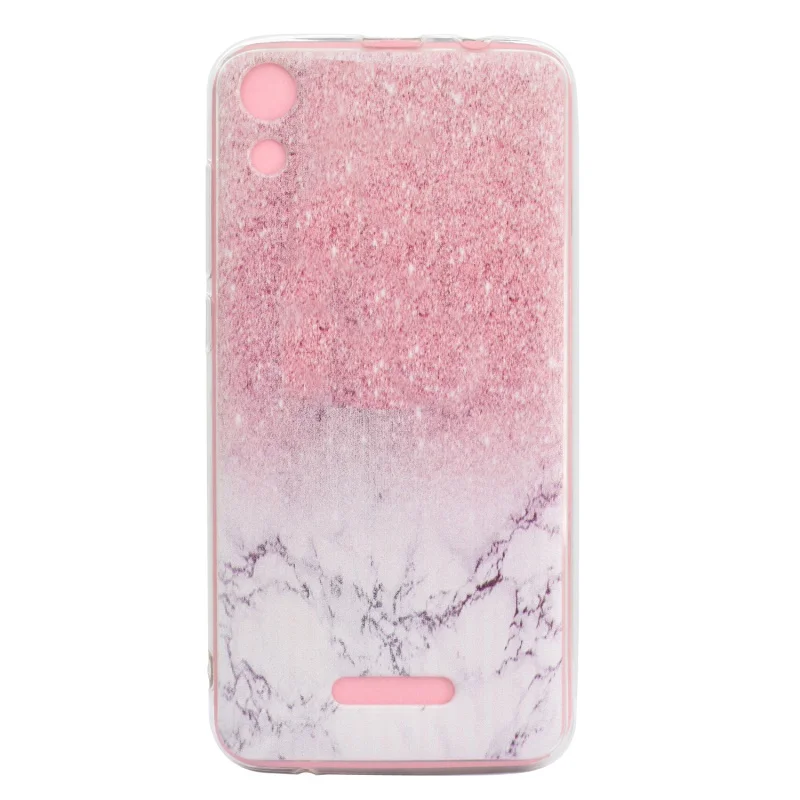 DULCII for Wiko Lenny 4 Smartphone Case Cover Pattern Printing TPU Soft Back Coque Capa Funda- Pink Marble |