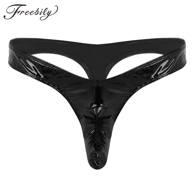 Мужское эротическое нижнее белье трусики из искусственной кожи с низкой
