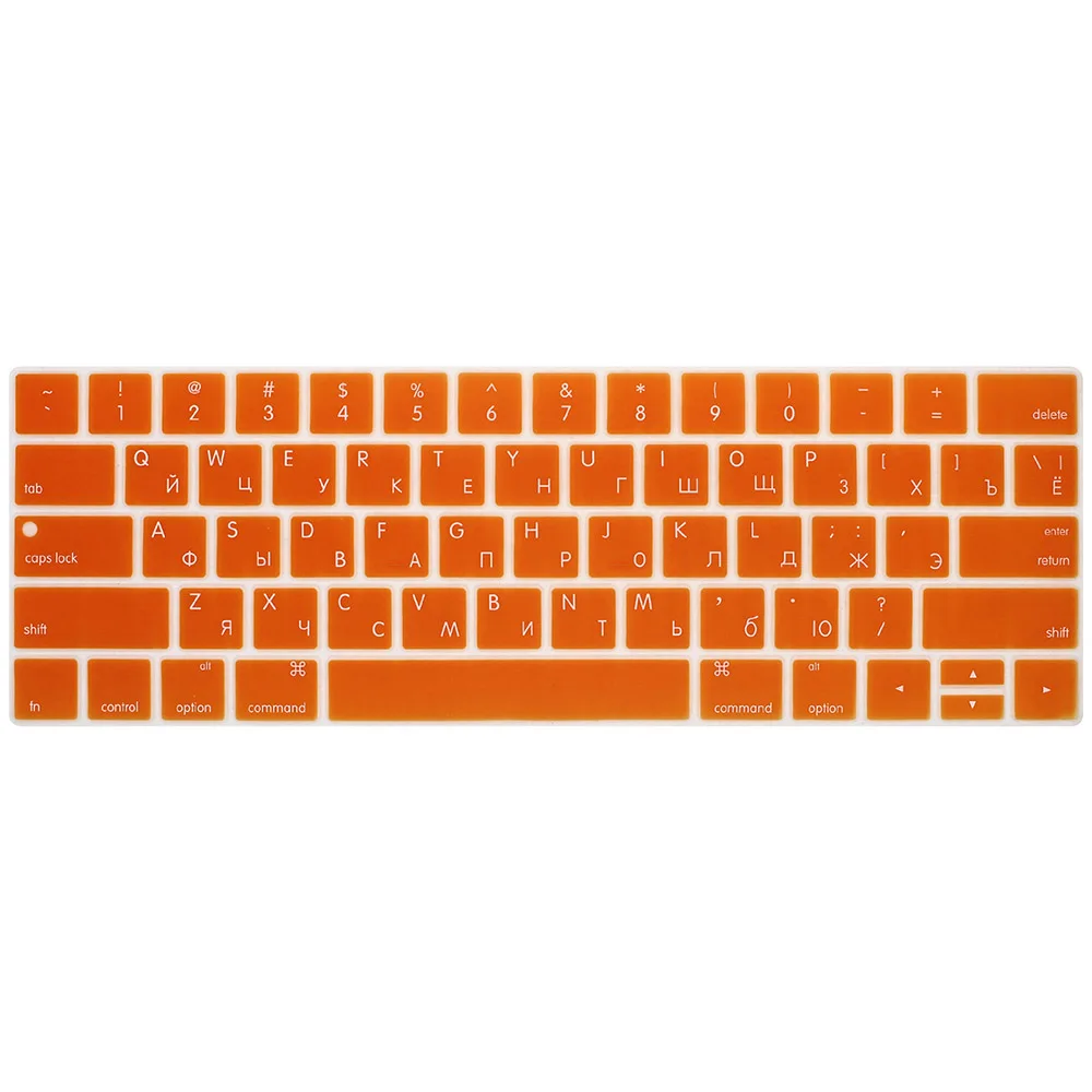 Русская клавиатура чехол для Mac Book 13 15 дюймов с сенсорной панелью A1706 A1707 A1989 1990 Клавиатура для ноутбука Чехлы цветная пленка для клавиатуры - Цвет: Оранжевый