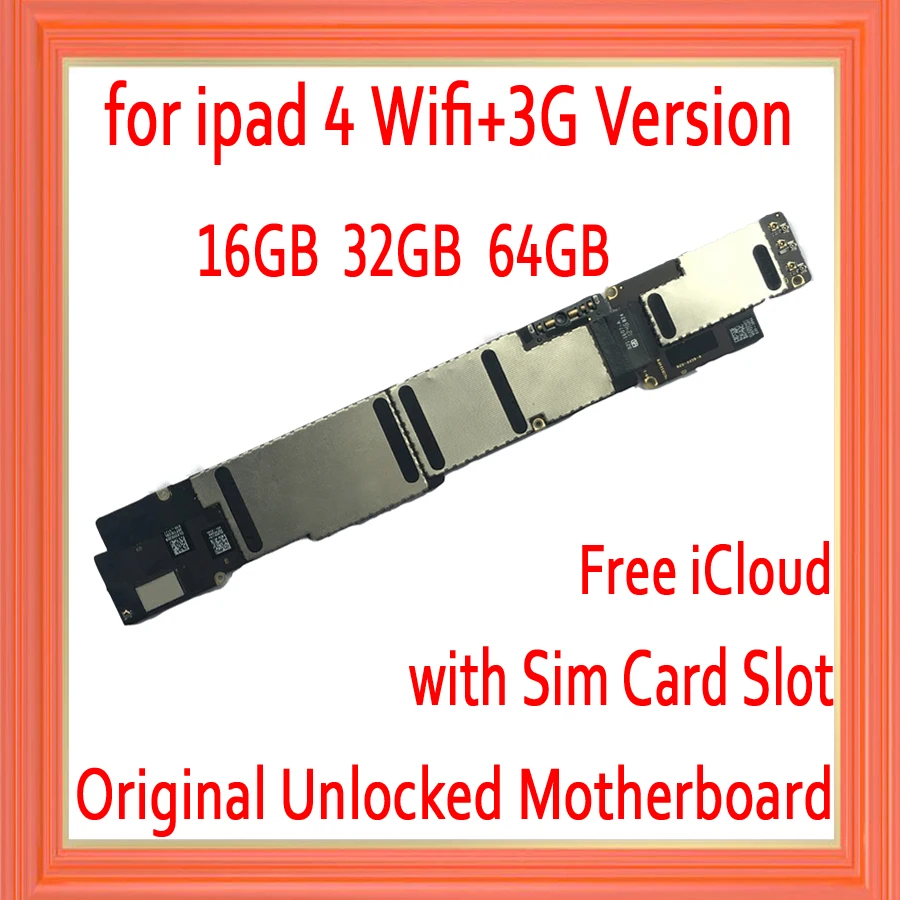 

Материнская плата для ipad 4 Wi-Fi + 3G версия с чистым iCloud,Wi-Fi + 3G версия для ipad 4 материнская плата с полными чипами, Оригинал разблокирован