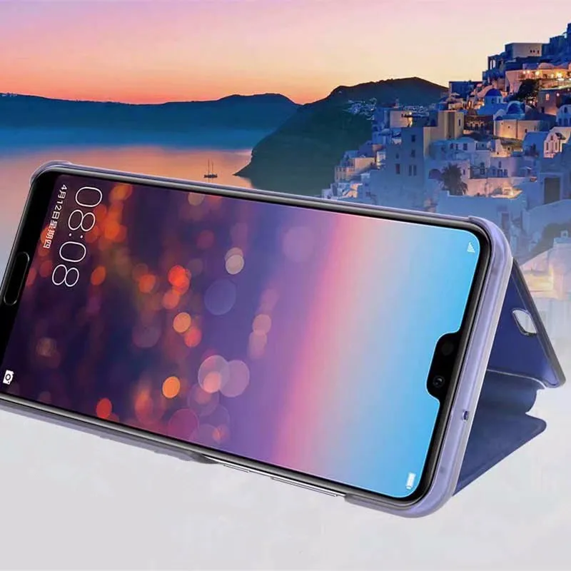 Zeallion для Huawei P8 Lite P20 Plus Enjoy 7 8 Plus Y7 Prime Y9 прозрачный вид зеркало окно кожаный флип стенд чехол