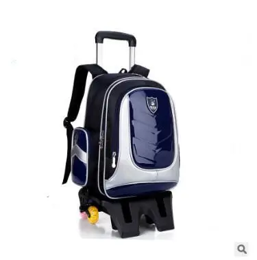6wheel blue high PU Рюкзак-тележка для школы, сумка для мальчиков, детский рюкзак на колесиках для школы, сумка на колесиках для детей, школьный рюкзак на колесиках - Цвет: 6wheel blue high