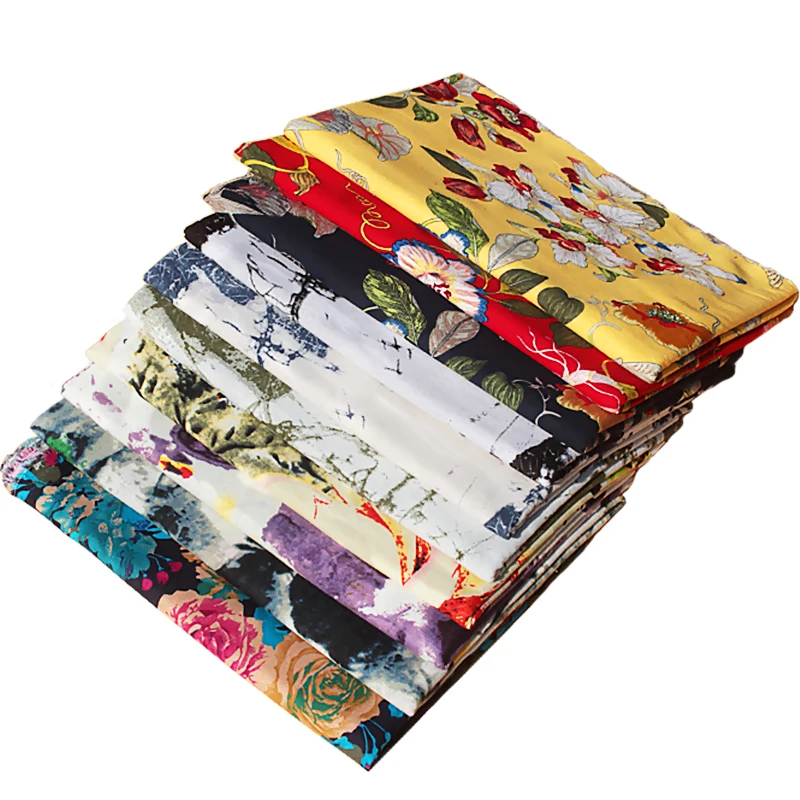 1 метр Цветочная льняная хлопковая ткань домашний текстиль для платья женская