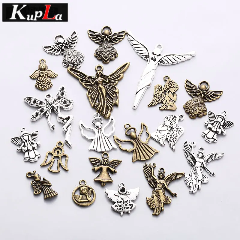 Винтажные металлические Смешанные религиозные амулеты ангела для