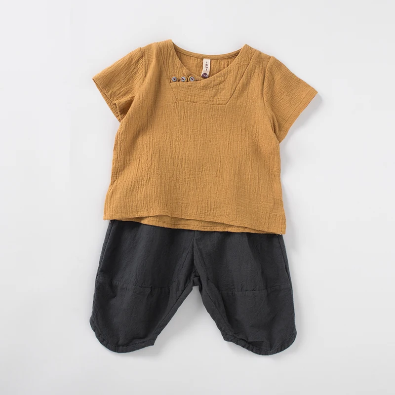 Children Clothing Set Linen Summer Baby Boys Clothes Sets Short Sleeve T-Shirt + Pants 2 Pcs Kids Suit Breathable 90-140cm |