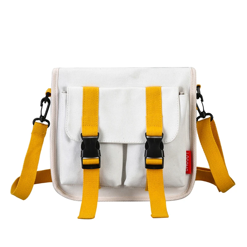 

Literary canvas ladies shoulder bag, Japanese student men's riding bag, plain solid color messenger bag