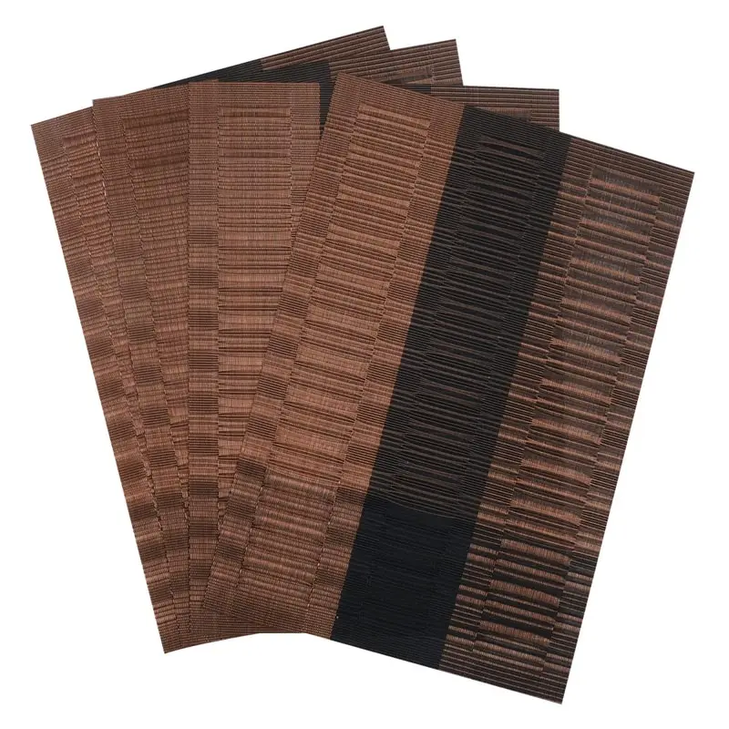 A-Brown and Black Topfinel набор из 4 ПВХ бамбуковых пластмассовых столовых приборов для обеденного стола runner постельное белье коврик для кухни аксессуары чашки вина коврик - Цвет: A-Brown and Black