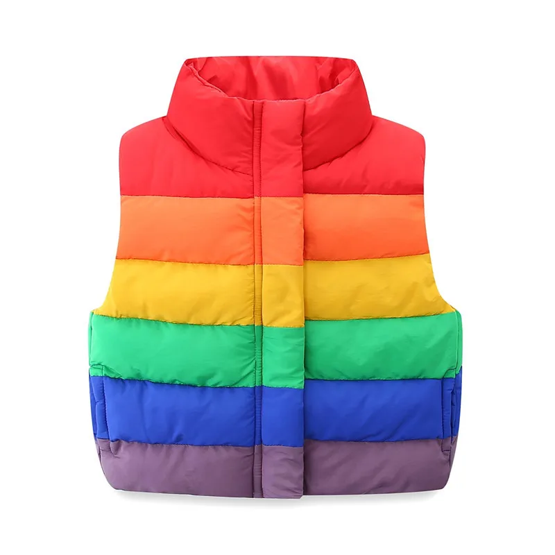 Mudkingdom Little Kids Rainbow Vest Stripe Pattern Polyester Collar with Buttons 3-7T