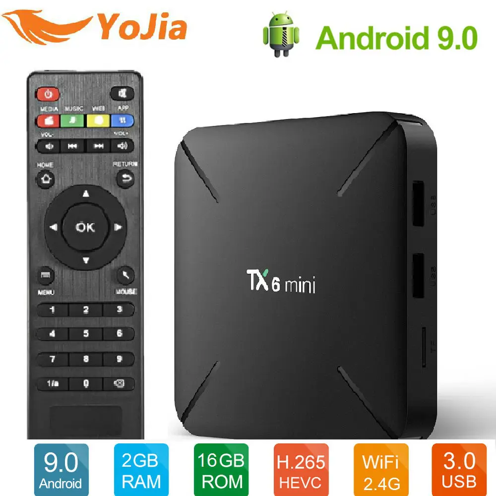 Мини 4K ТВ приставка Android 9,0 2 Гб 16 Гб Allwinner H6 четырехъядерный USD3.0 2,4G Wifi Google плеер Youtube Netflix PK TX3 X96