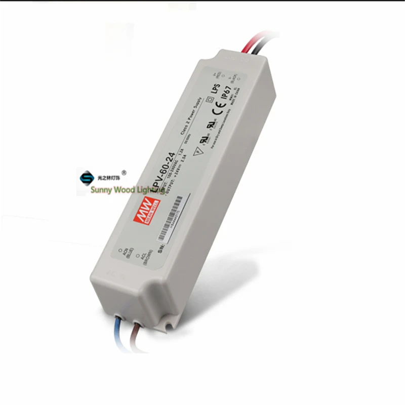 100-240Vac до 24VDC 60 Вт 24V2.5A IP67 источник питания наружный светодиодный светильник