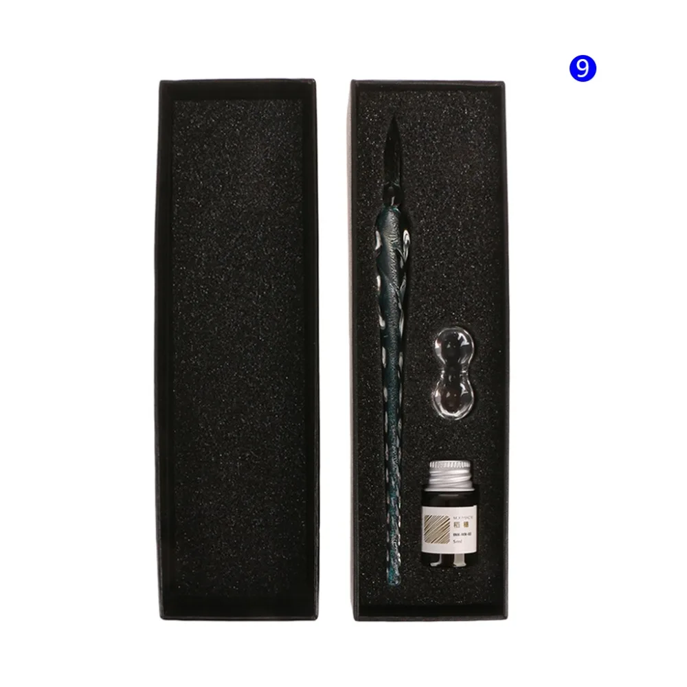 Crystal Glass Dip Pen Set Non-carbon Ink Fountain Signature Pen Writing Tools