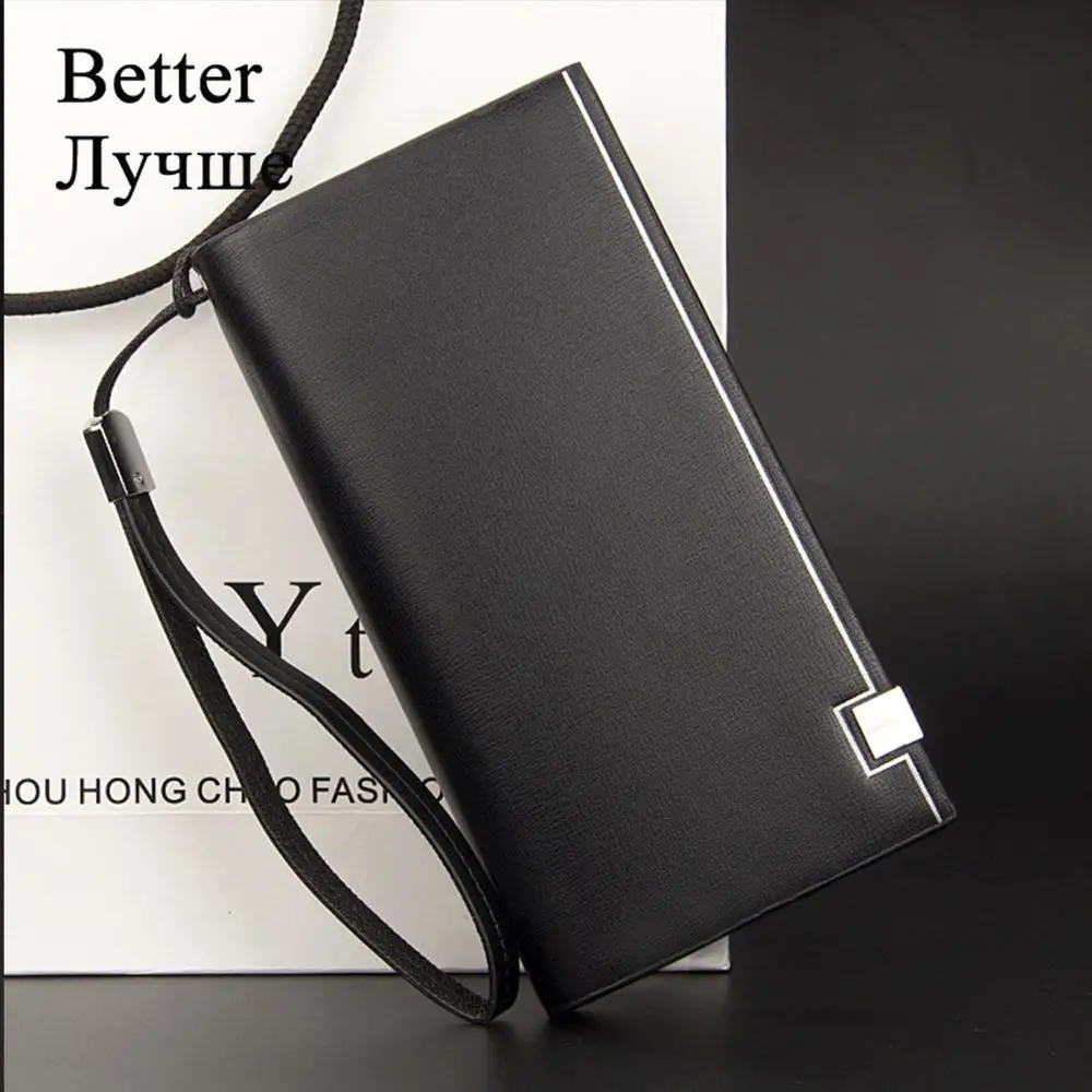 Black Better Фирмы Baellerry, гладкие классические Для мужчин удлиненный бумажник из искусственной кожи карман для мобильного телефона, черный, роскошь, бумажник для Для мужчин Бизнес Одежда высшего качества Для мужчин кошелек - Цвет: Black Better