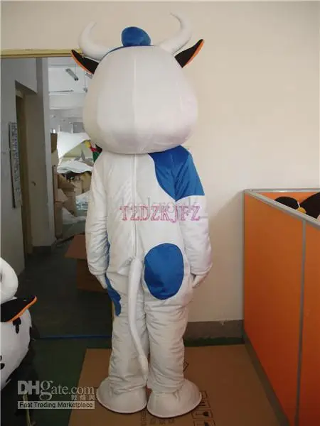 Hot sale Cute Adult New cows blue and white milch Cartoon Character Costume mascot | Тематическая одежда и униформа
