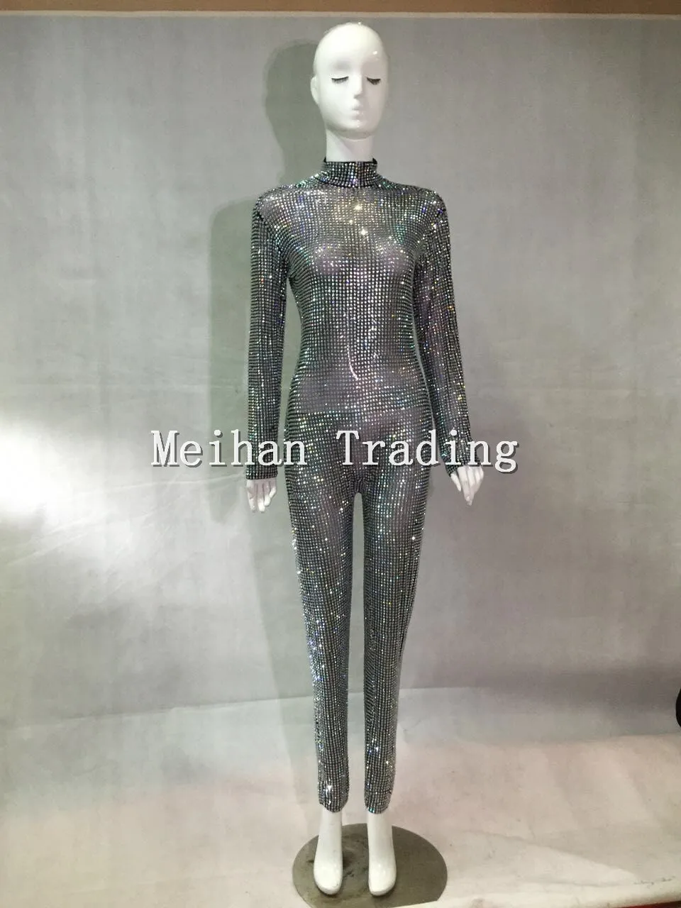 Блестящий Модный Комбинезон разы с полными кристаллами наряд для выпускного