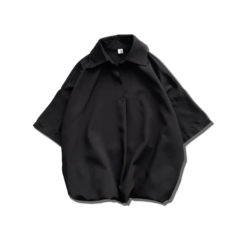 Рубашка мужская с короткими рукавами модная свободная Однотонная рубашка