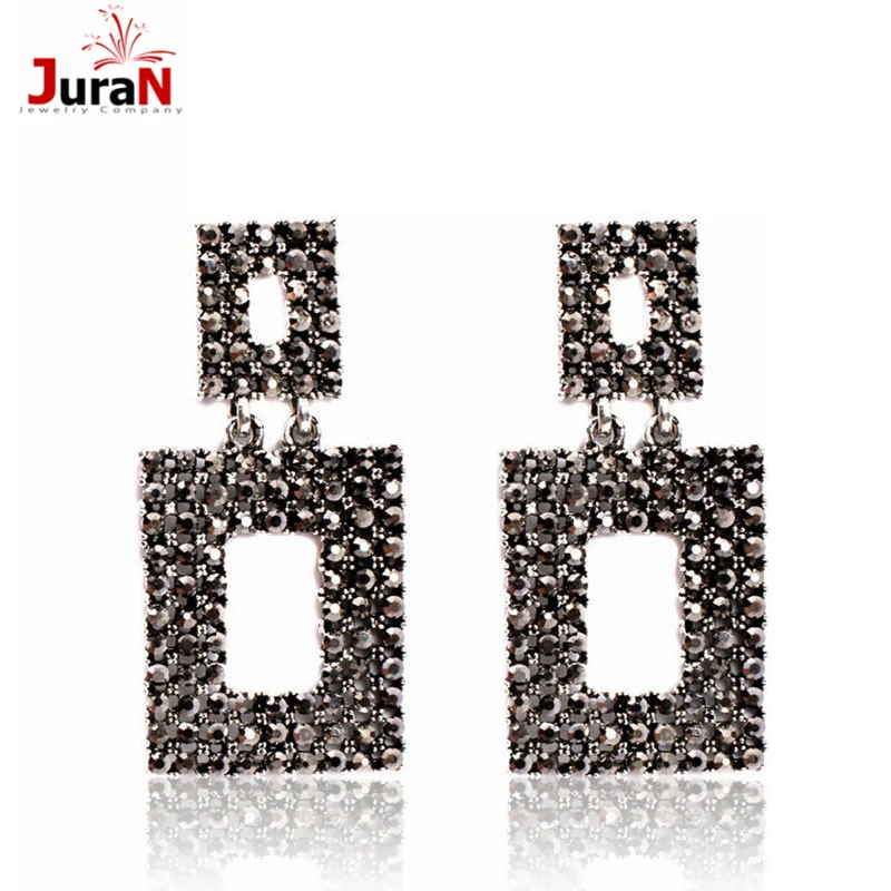 

JURAN NEW Arrival Trendy Square Crystal Drop Earrings Long Big Fashion Earrings Women Charm Accessory Jewelry Wholesale Q1408