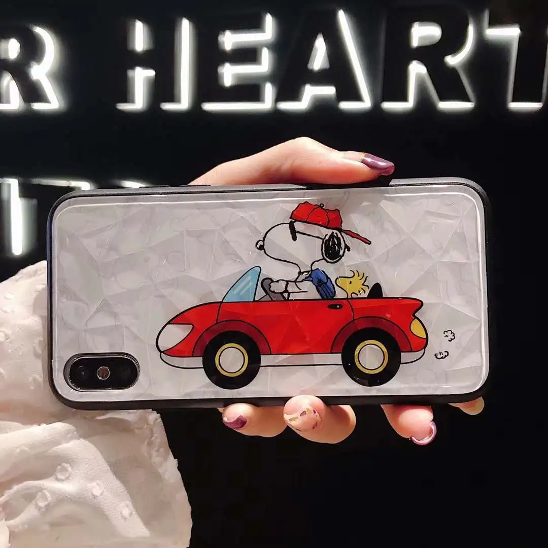 Cute Cartoon Characters Phone Case For iPhone 6 6s 7 8Plus 10 X XR XS MAX Snoopys Doraemon Shin-chan Hard Uneven Back Cover |