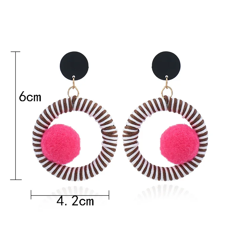 2018 New Earrings Round Fluff Fashion For Women Fresh Elements Red Blue Drop Trendy Jewelry | Украшения и аксессуары