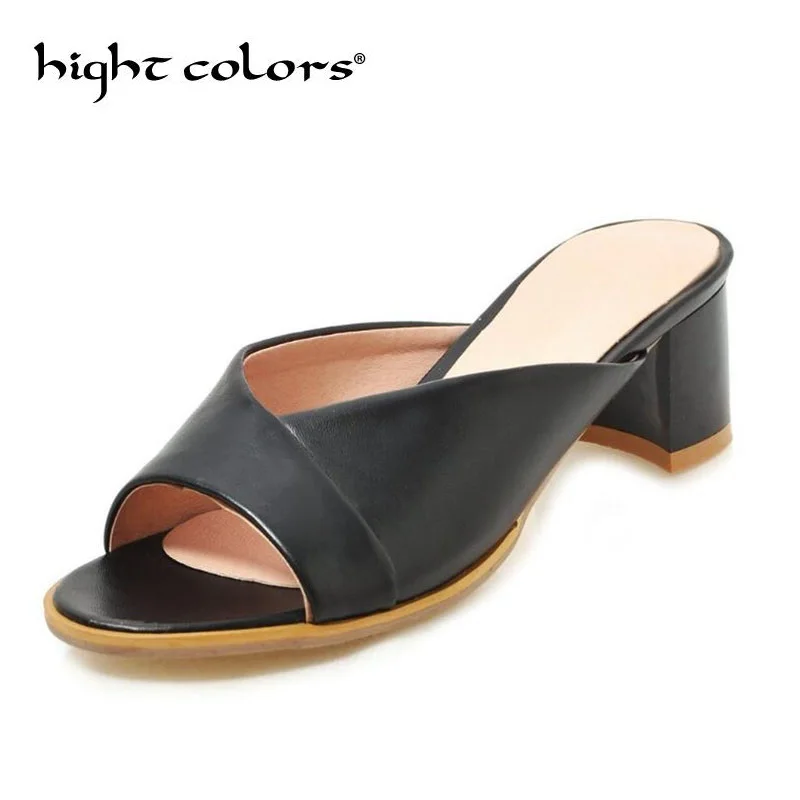 

Fashion Party Slippers Women Summer Shoes Yellow Black Red Purple Chunky Heel Ladies Slides Female Sandals Shoes Woman