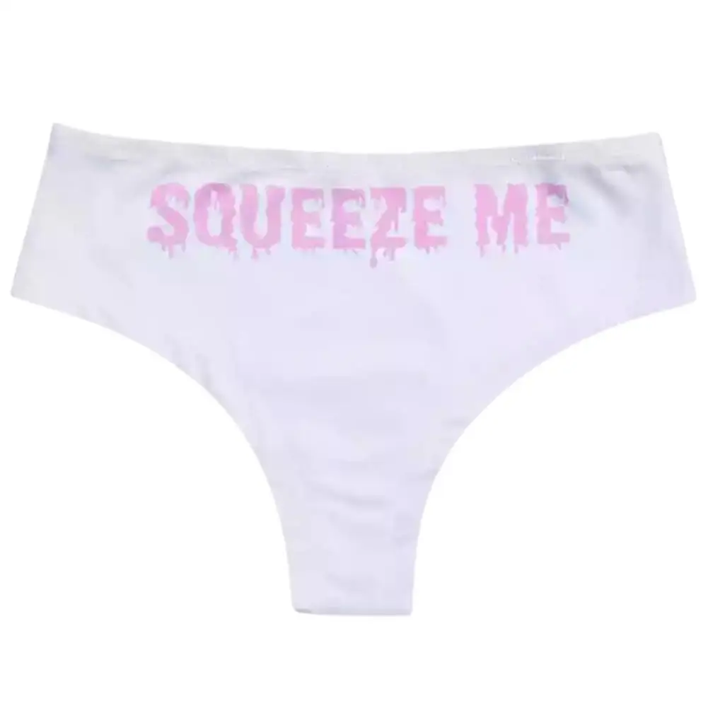 Yfashion, сексуальные женские трусики с надписью SQUEEZE ME, Забавный принт, Дамское хлопковое нижнее белье, дышащие женские трусы для девочек
