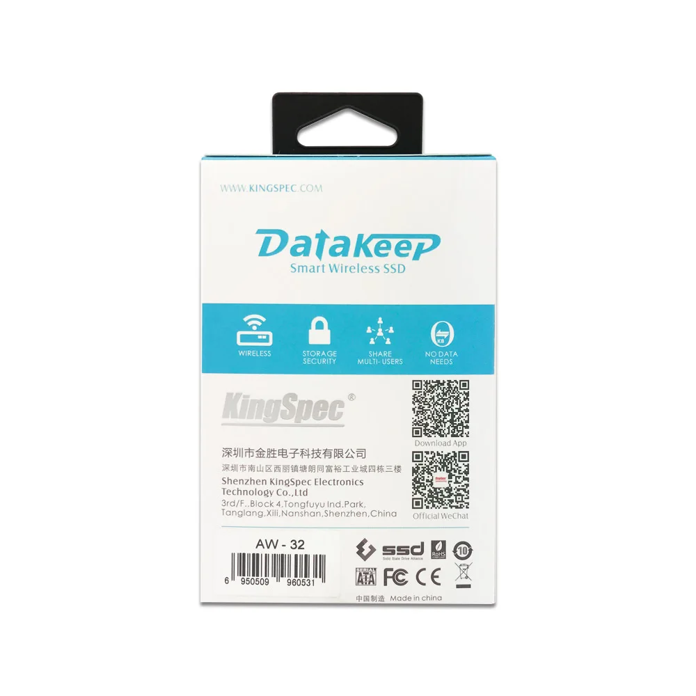 KingSpec DataKeep 32 ГБ Беспроводной Портативный Внешний Жесткий Диск-WIFI USB Flash Drive для iphone