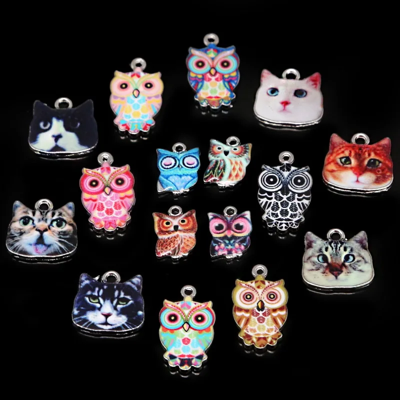 Подвески в виде животных кошек совы эмалированные подвески размер отверстия 1 5 2