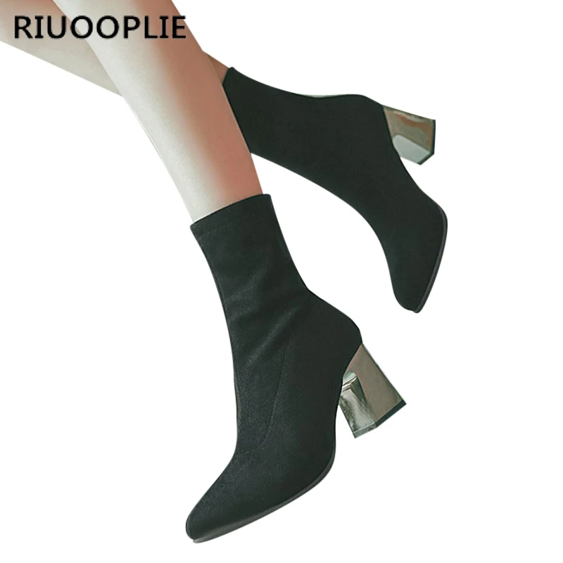 RIUOOPLIE/женские ботинки сезон осень-зима новые модные повседневные Черные замшевые