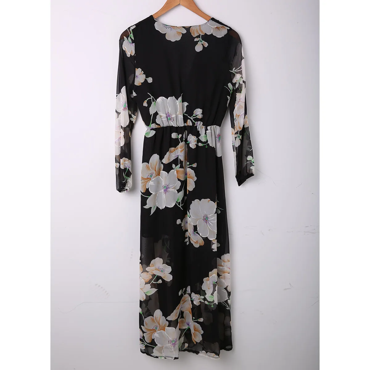 Женское летнее платье с цветочным принтом длинным рукавом бохо для вечеринки