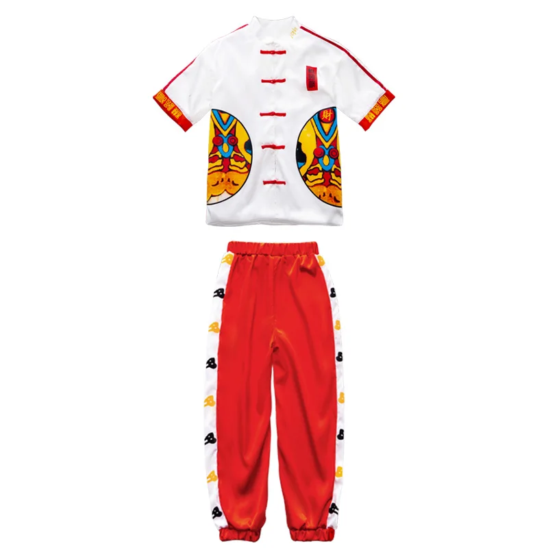 2pcs Suit Ropa одежда в стиле «хип-хоп», одежда для детей, кунфу одежда красный костюм для танцев уличного Костюмы для мальчиков Breaking сцены Хип-Хоп Одежда для танцев BL1924 - Цвет: 2pcs Suit