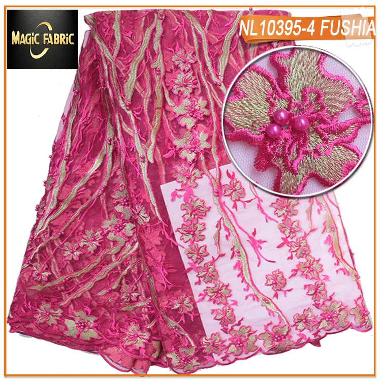 

Tulle Embroidered Net Lace African French Laces Fabrics High Quality Nigerian French Net Lace With Beads NL10395