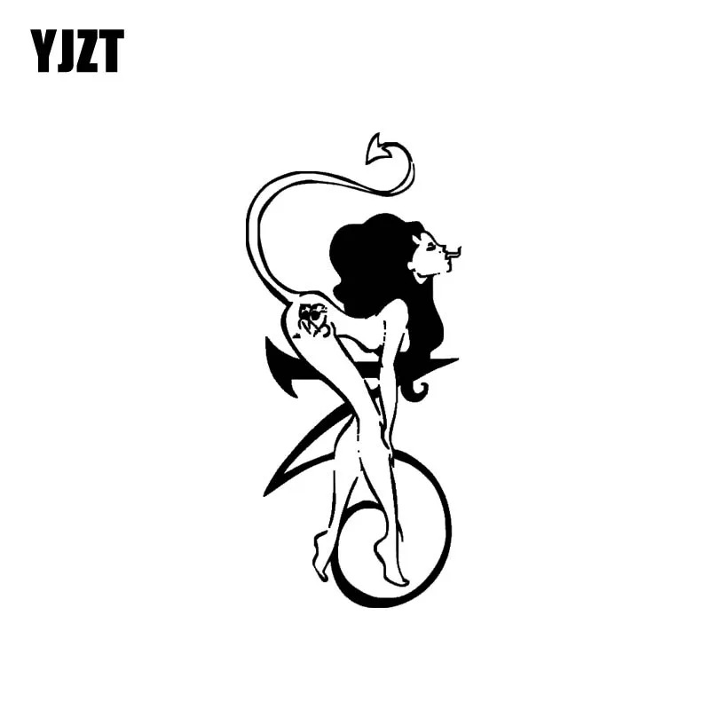 YJZT 13,4*6,1 см Firece голой демон змея сексуальная девушка виниловая наклейка модный дизайн Автомобильная наклейка черный/Серебряный нулевой дефект