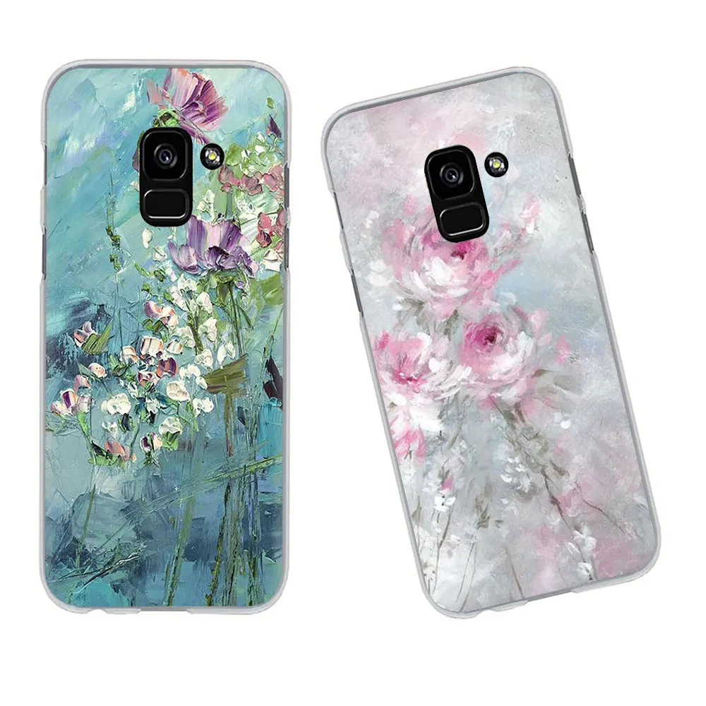 oil painting flowers Hard phone cover case for Samsung Galaxy A3 5 A6 7 8 9 A10 30 40 50 70