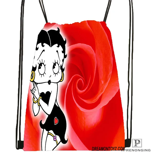 Drawstring Backpack Изготовленная на заказ Betty Boop походная сумка на шнурке для мужчин и женщин милый рюкзак для детей(черная спинка) 31x40 см#180531-01-44 - Цвет: Drawstring Backpack