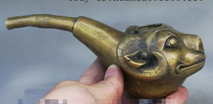Старый народный китайский сбор овец голова Статуэтка курительная трубка