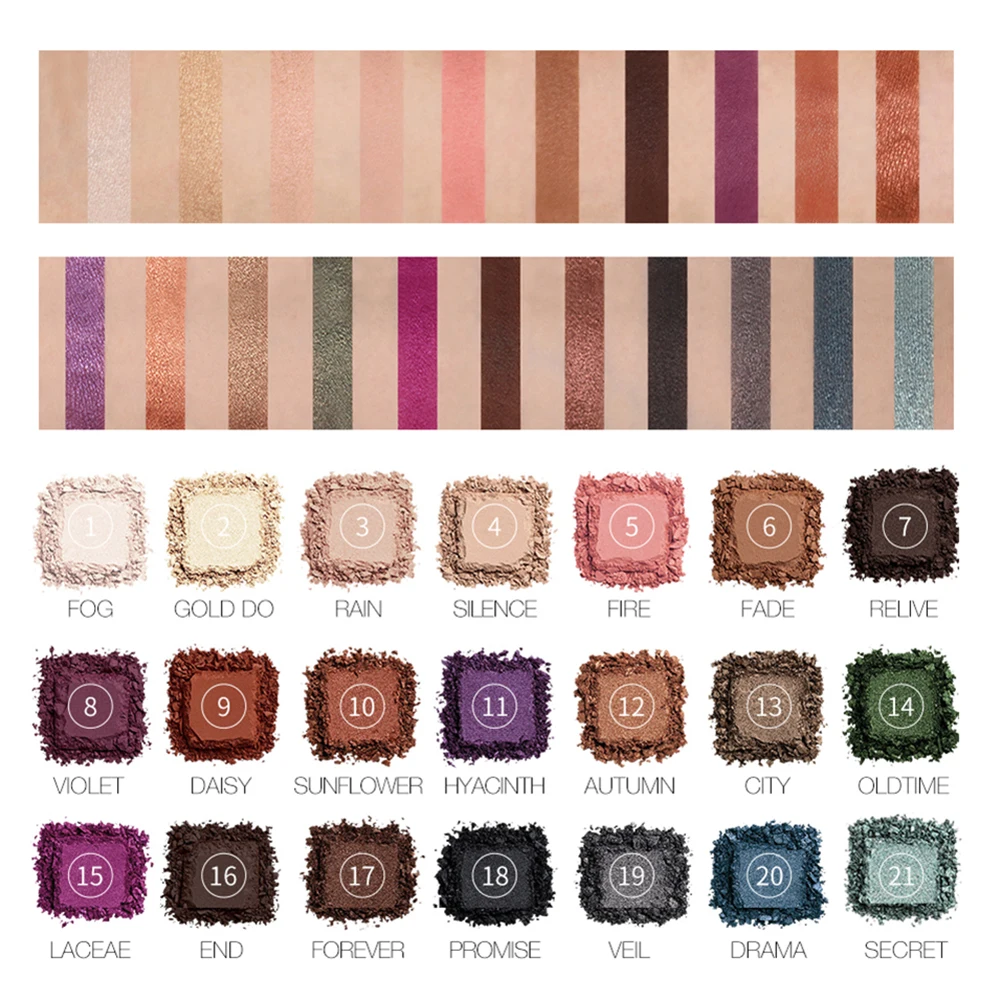 Палитра матовых теней для век 21 цвет блестящие тени профессиональный макияж глаз