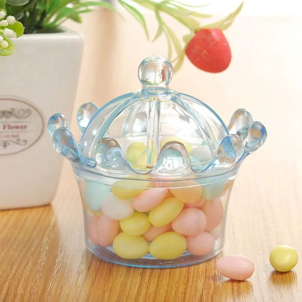 Практичный бутик 12 шт. коробки для конфет пластиковые мини купола с короной дизайн вечерние украшения прозрачные пластиковые короны Заполняемые Вечерние