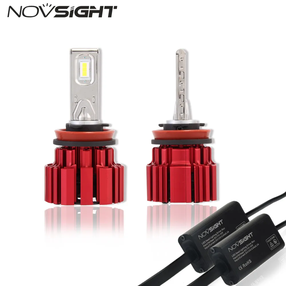 NOVSIGHT H11 светодиодный налобный фонарь H8 H9 Автомобильный с одним лучом 6000K