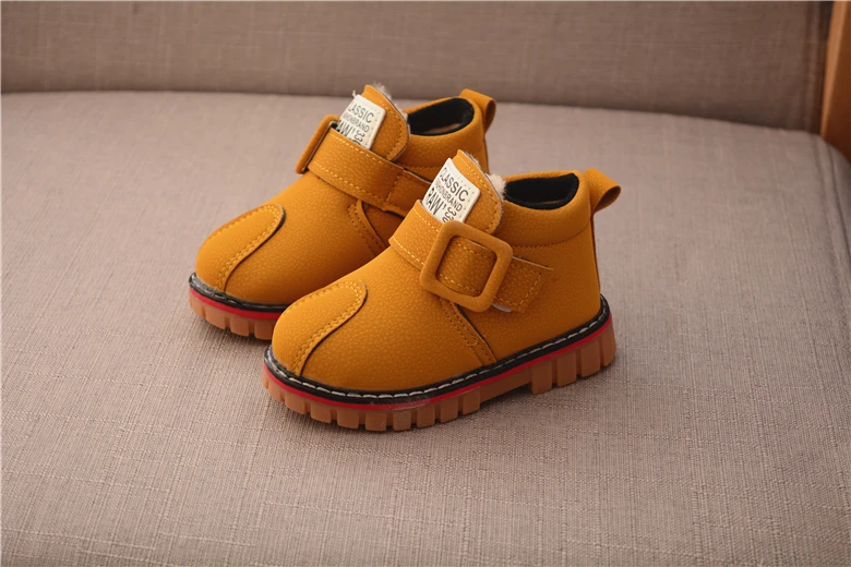 ULKNN Winter for child/kid/girl boots waterproof leather motorcycle boots fashion flats shoe fringe zip martin boots
