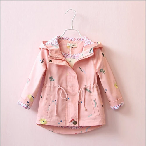Picture color Sudaderas Ninos/Новинка года; ветровка для девочек; сезон весна-осень верхняя одежда с капюшоном и цветочной вышивкой для маленьких детей; пальто; куртка; одежда - Цвет: Picture color