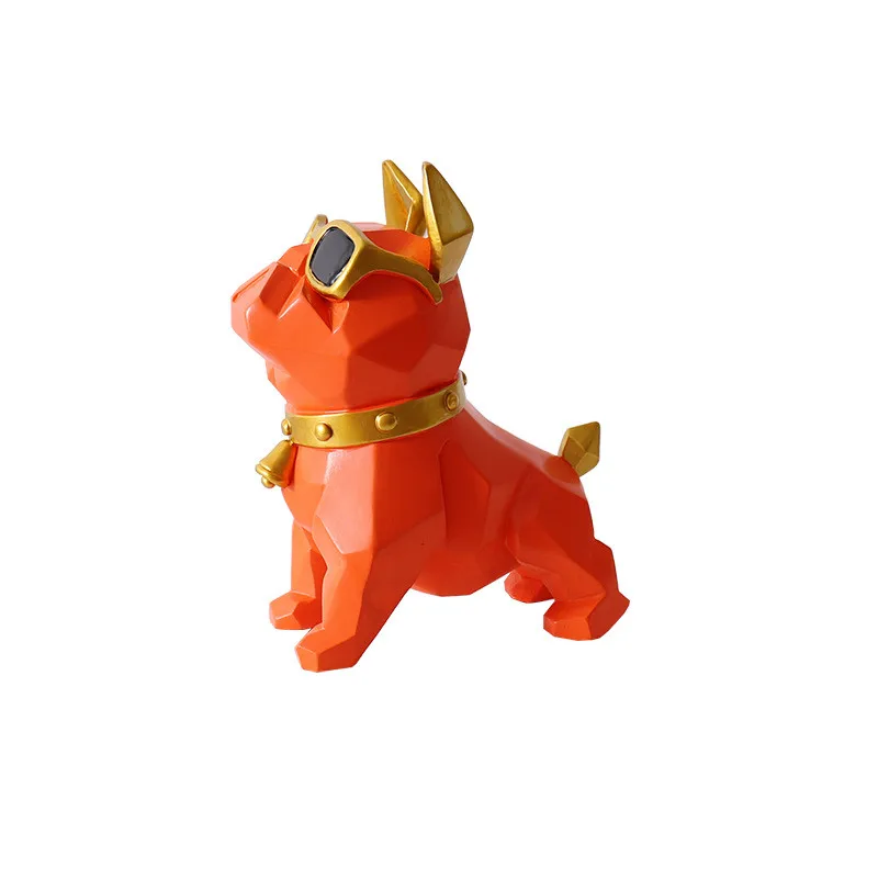 French Bulldog Decoration Statues Geometry Cute Dog With Glasses Cabinet Ornaments Resin Crafts Christmas Gift L3351